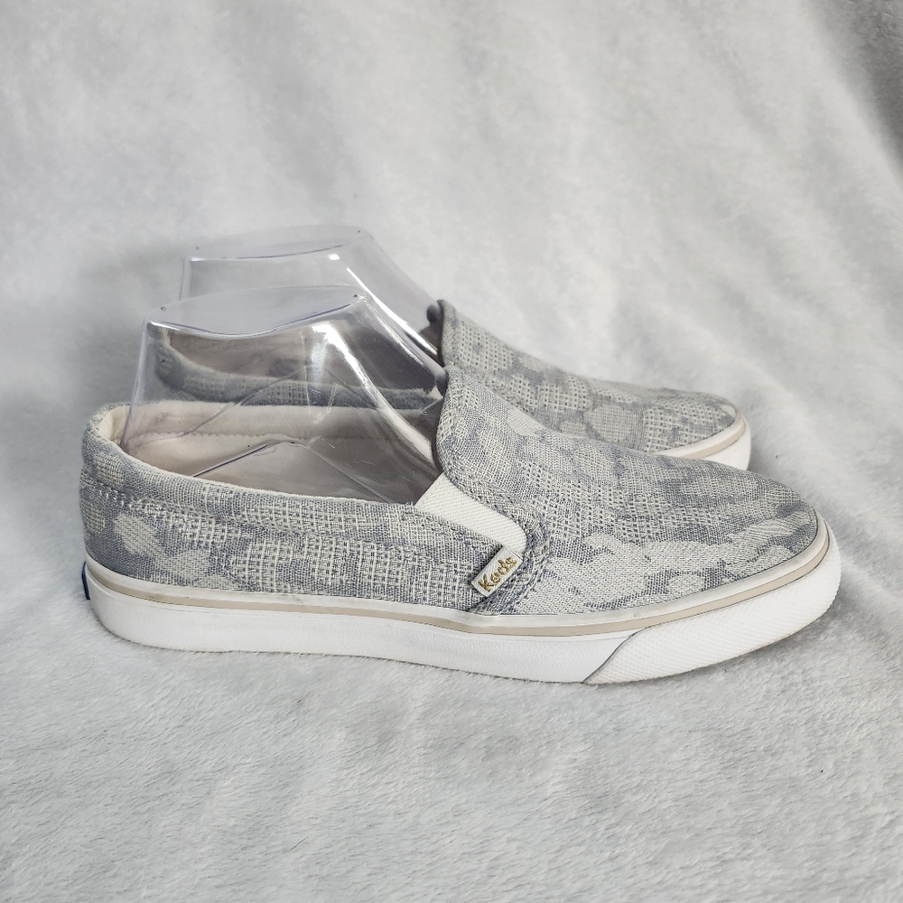 KEDS Women's Jump Kick Leo‎ Chambray Light Gray Canvas Slip-On Shoes Size 8.5